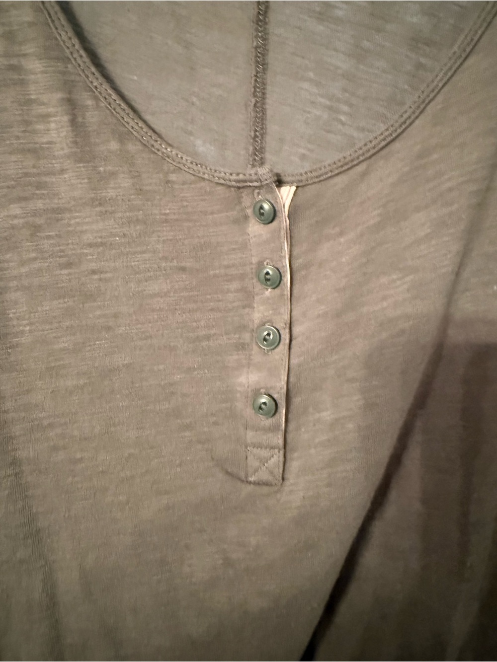 Anthropologie Relaxed Henley Scoop Neck Top - Olive Green - Picture 4 of 6